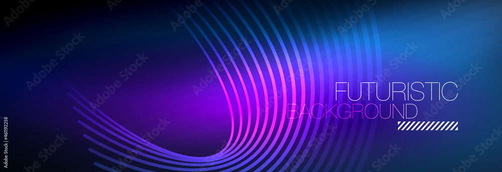 Dark abstract background with glowing neon circles. Trendy layout template for business or technology presentation, internet poster or web brochure cover, wallpaper Dark abstract background with glowing neon circles. Trendy layout template for business or technology presentation, internet poster or web brochure cover, wallpaper
