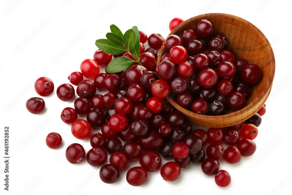 Bowl of ripe cranberries on white background Bowl of ripe cranberries on white background