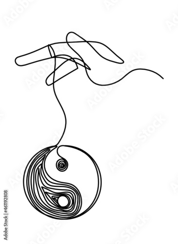 Abstract hand control as line drawing on white background