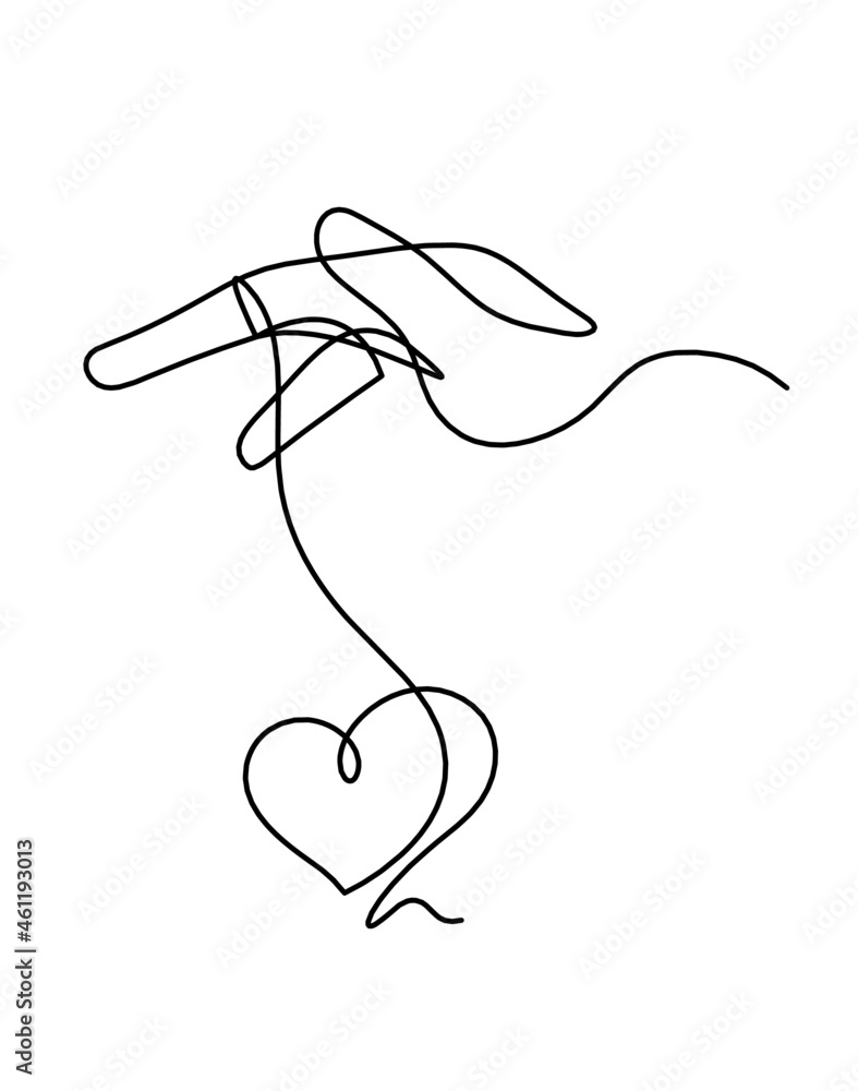 Abstract hand control as line drawing on white background