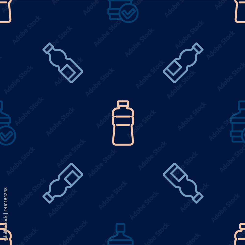 Set line Big bottle with clean water, Bottle of and on seamless pattern. Vector Set line Big bottle with clean water, Bottle of and on seamless pattern. Vector
