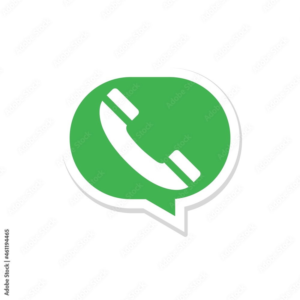 Speech bubble icon with phone tube isolated on white background Speech bubble icon with phone tube isolated on white background