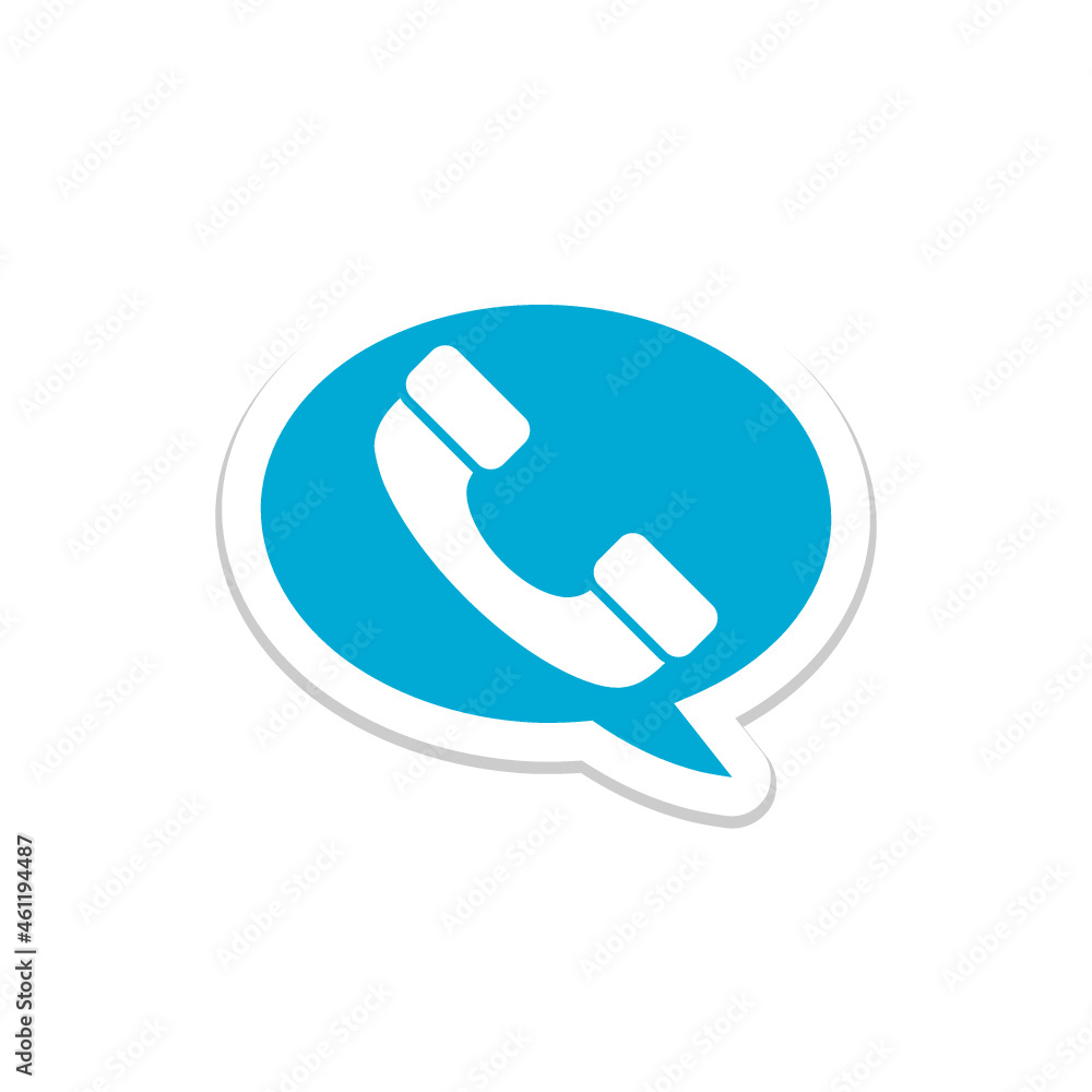 Speech bubble icon with phone tube isolated on white background Speech bubble icon with phone tube isolated on white background
