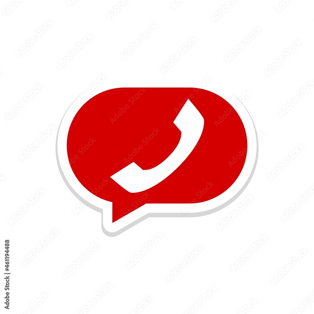 Speech bubble icon with phone tube isolated on white background Speech bubble icon with phone tube isolated on white background