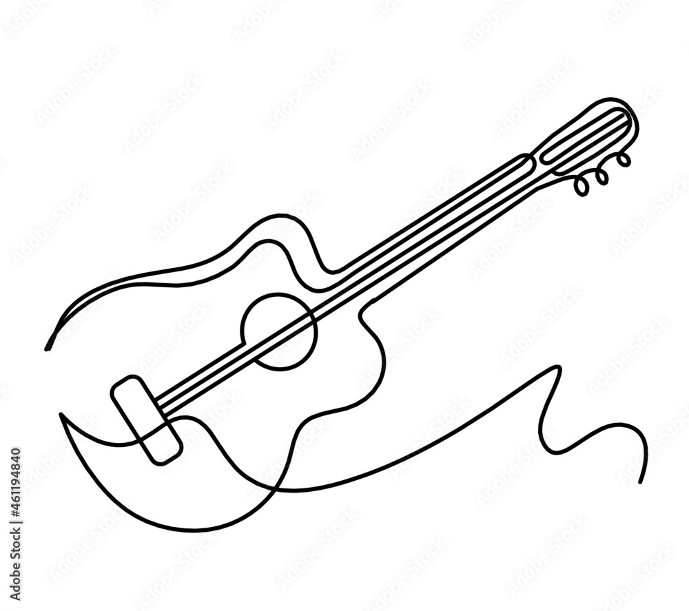 Abstract guitar as continuous lines drawing on white background. Vector Abstract guitar as continuous lines drawing on white background. Vector