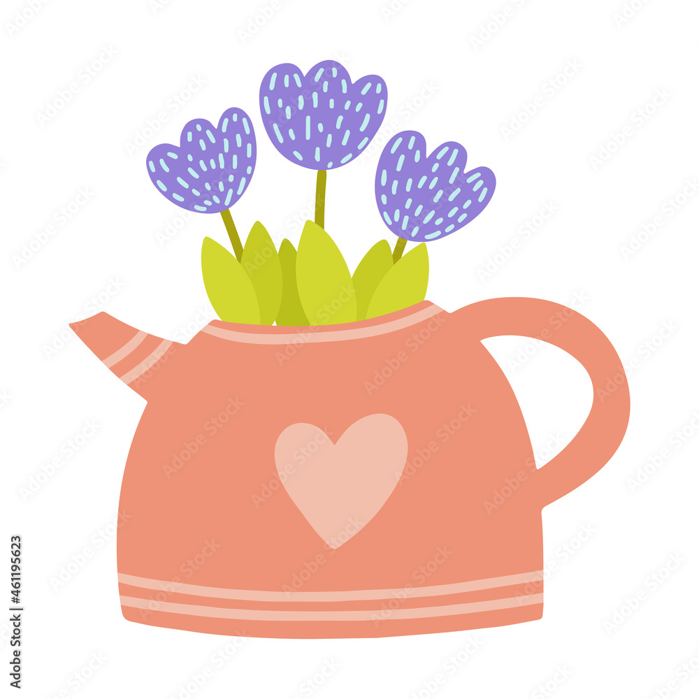 Doodle style teapot with flowers. Hand drow style illustration isolated on white background. Doodle style teapot with flowers. Hand drow style illustration isolated on white background.