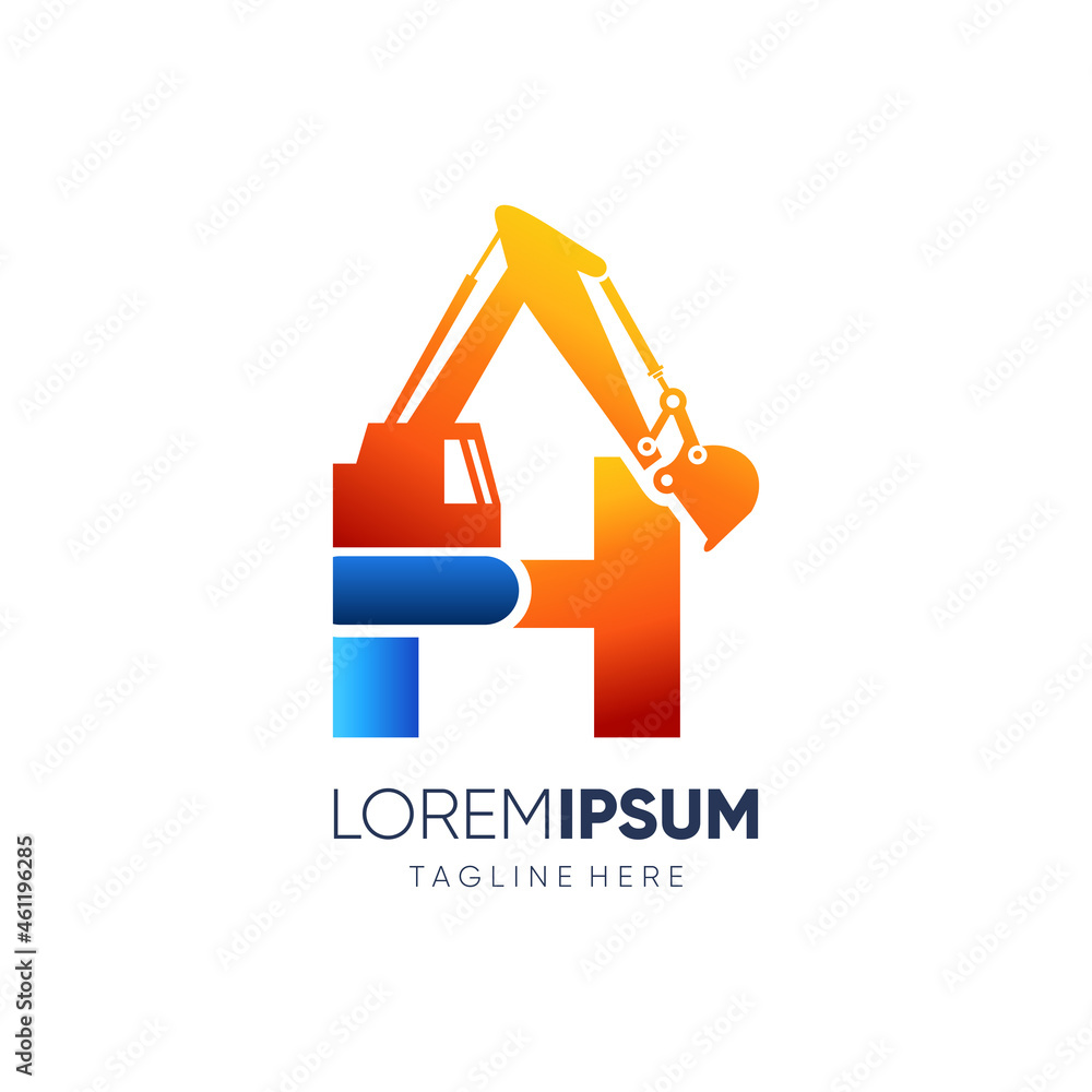 Letter H Initial Excavator Logo Design Vector Icon Graphic Illustration Background Template Letter H Initial Excavator Logo Design Vector Icon Graphic Illustration Background Template