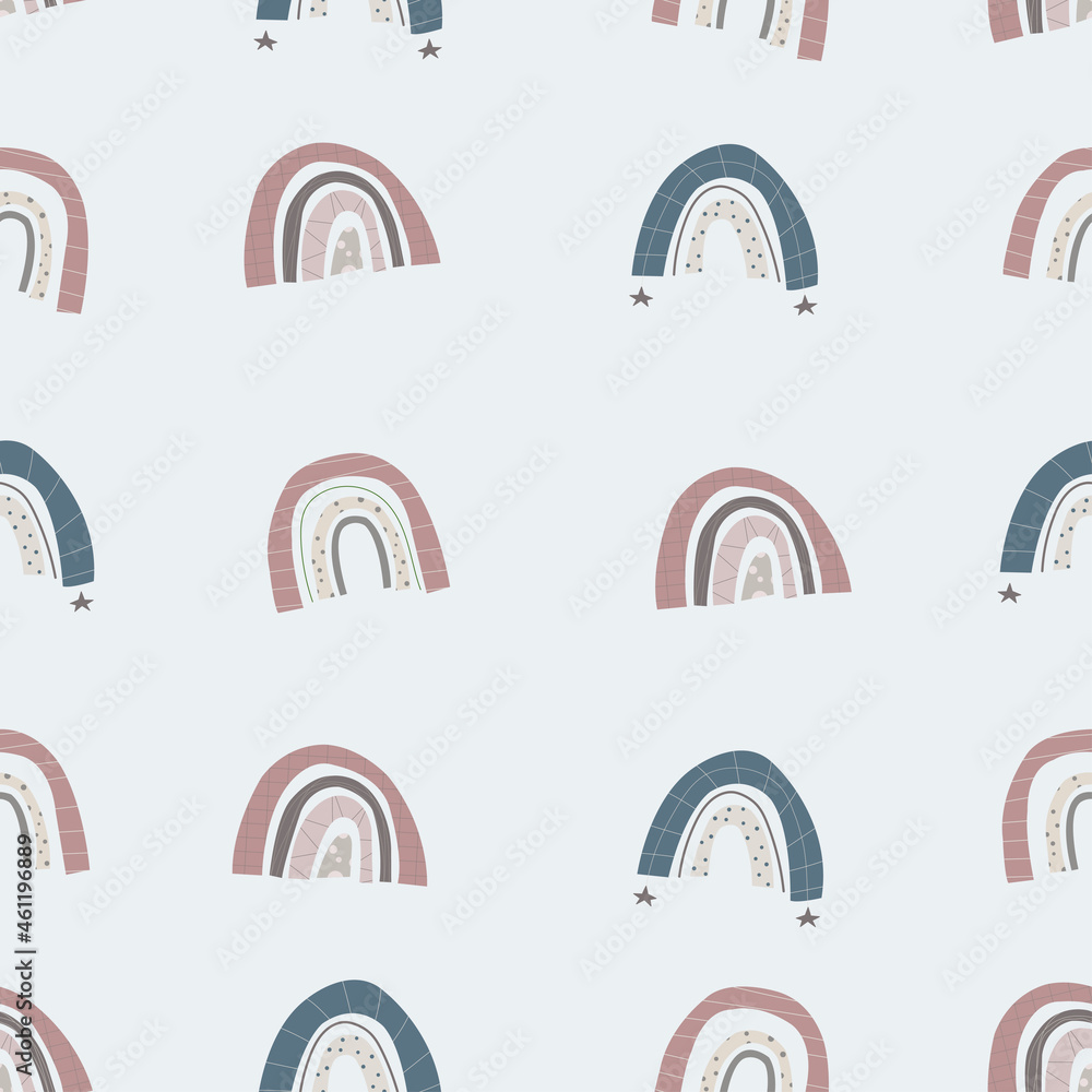 Vector Seamless pattern with hand drawn rainbow. Vector Seamless pattern with hand drawn rainbow.