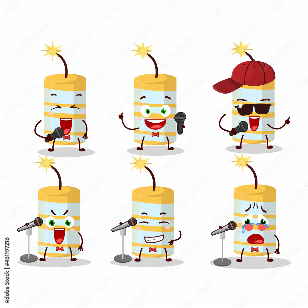 A Cute Cartoon design concept of yellow firecracker singing a famous song A Cute Cartoon design concept of yellow firecracker singing a famous song