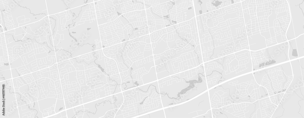 White and light grey Markham city area vector horizontal background map, streets and water cartography illustration.