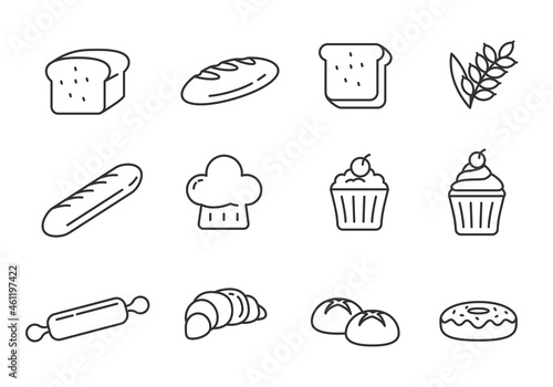 Set of bread icon in linear style isolated on white background