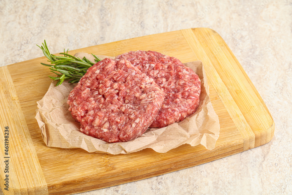 Raw beef burger cutlet for grill Raw beef burger cutlet for grill