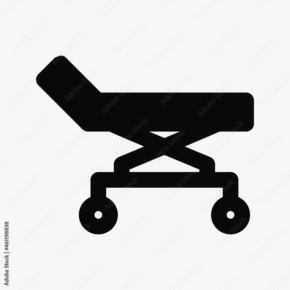 Bed icon vector illustration in solid style about medical, use for website mobile app presentation Bed icon vector illustration in solid style about medical, use for website mobile app presentation