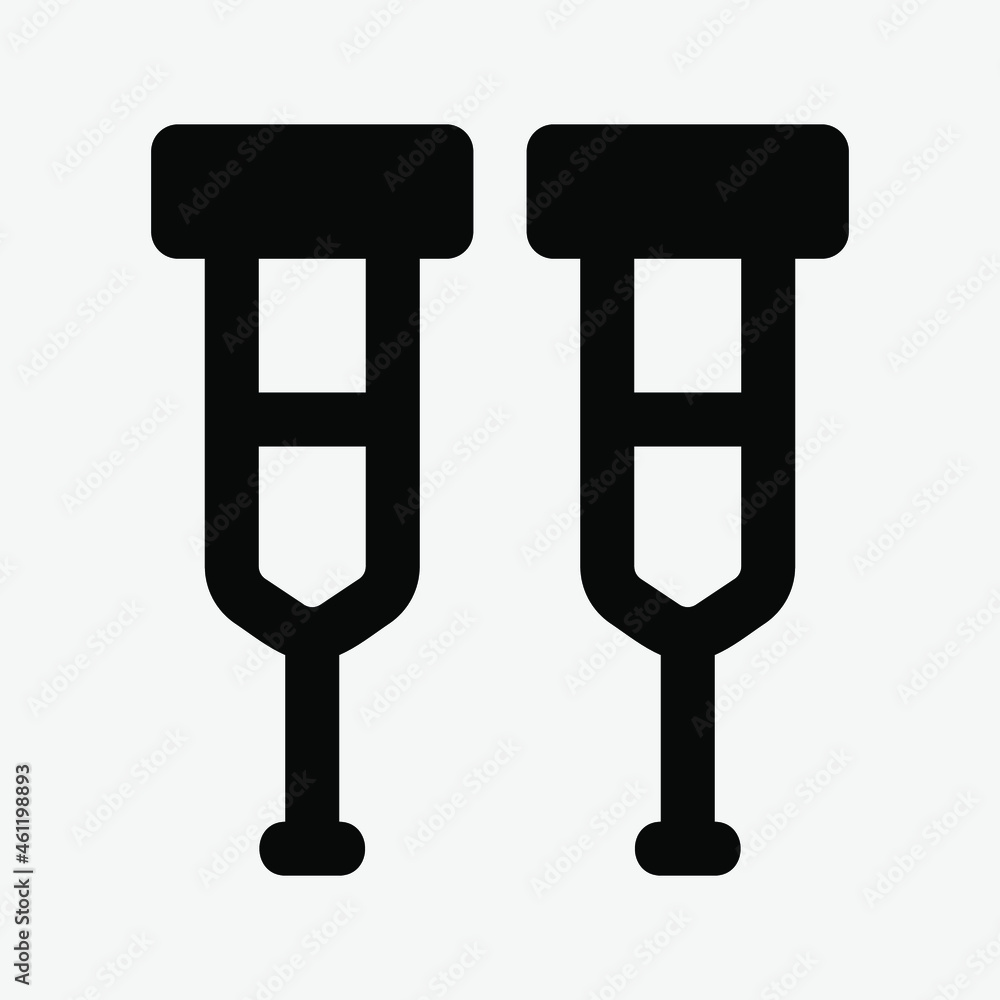 Crutches icon vector illustration in solid style about medical, use for website mobile app presentation Crutches icon vector illustration in solid style about medical, use for website mobile app presentation