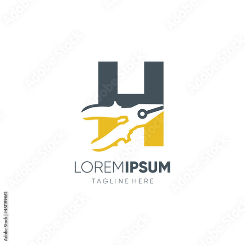 Letter H Pliers Logo Design Vector Icon Graphic Emblem Illustration Background Template