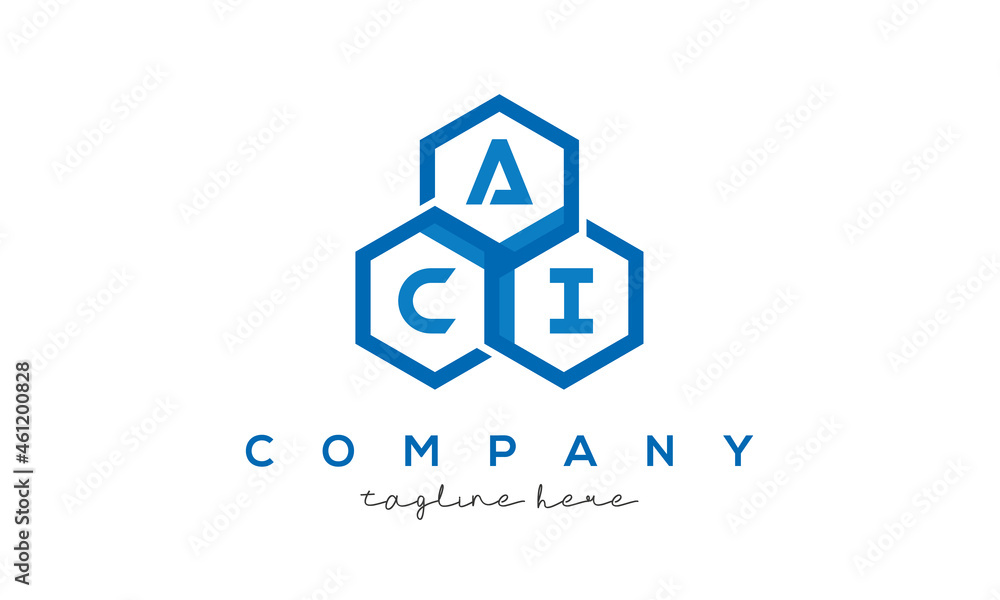 ACI three letters creative polygon hexagon logo ACI three letters creative polygon hexagon logo