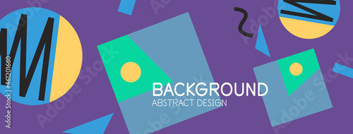 Abstract background. Blocks, lines, triangles, circles composition. Techno or business concept for wallpaper, banner, background, landing page