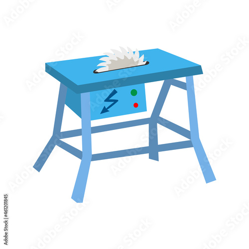 blue circular saw bench. suitable for carving tools vector illustration