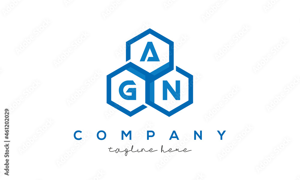 AGN three letters creative polygon hexagon logo