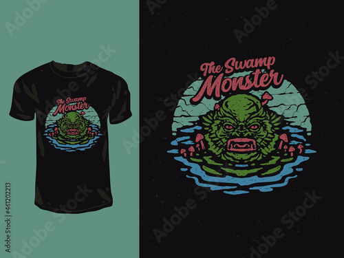 The swamp monster illustration t-shirt design