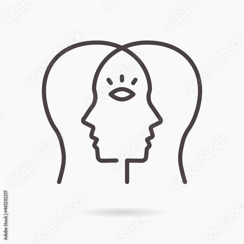 Empathy icon with two profiles. Editable stroke.