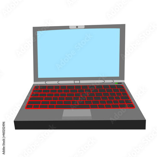 laptop, a relatively small and light personal computer. A flat design illustration