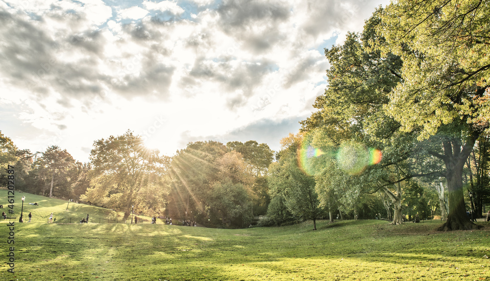 Filtering light rays in Central Park, foliage season.