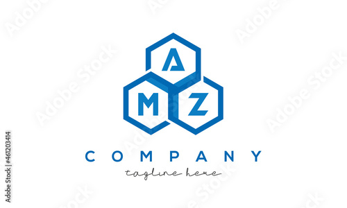 AMZ three letters creative polygon hexagon logo