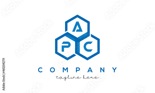 APC three letters creative polygon hexagon logo