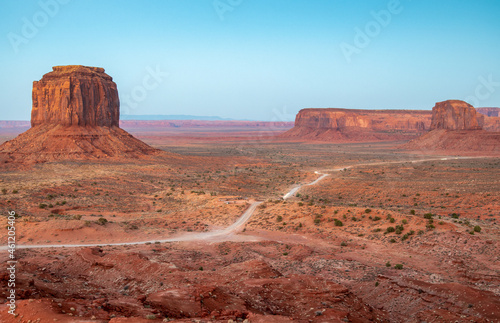 Amazing landscape of Monument Valley on a sunny summer sunset