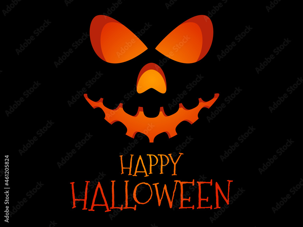 Happy Halloween scary pumpkin face. Halloween Jack O Lantern. Glowing lantern with a pumpkin face. Design a template for invitations, leaflets and greeting cards. Vector illustration