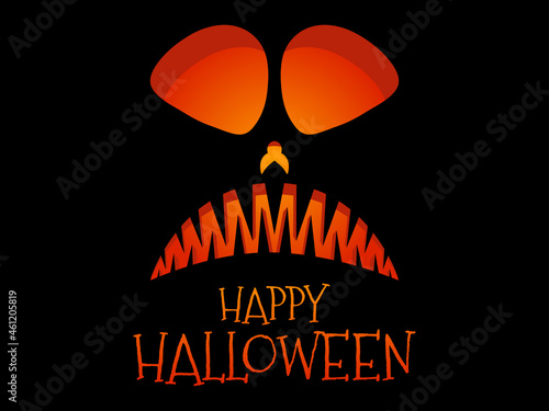 Happy Halloween scary pumpkin face. Halloween Jack O Lantern. Glowing lantern with a pumpkin face. Design a template for invitations, leaflets and greeting cards. Vector illustration