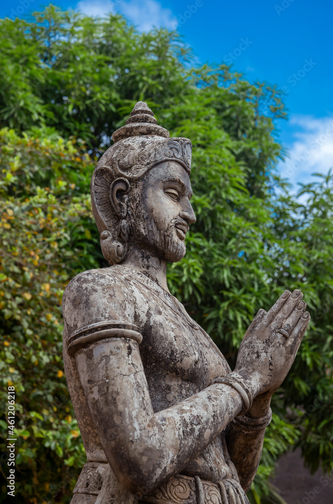 An ancient sculpture of King Devanampiyatissa, the first Buddhist king in Ceylon. Mihintale, Sri Lanka