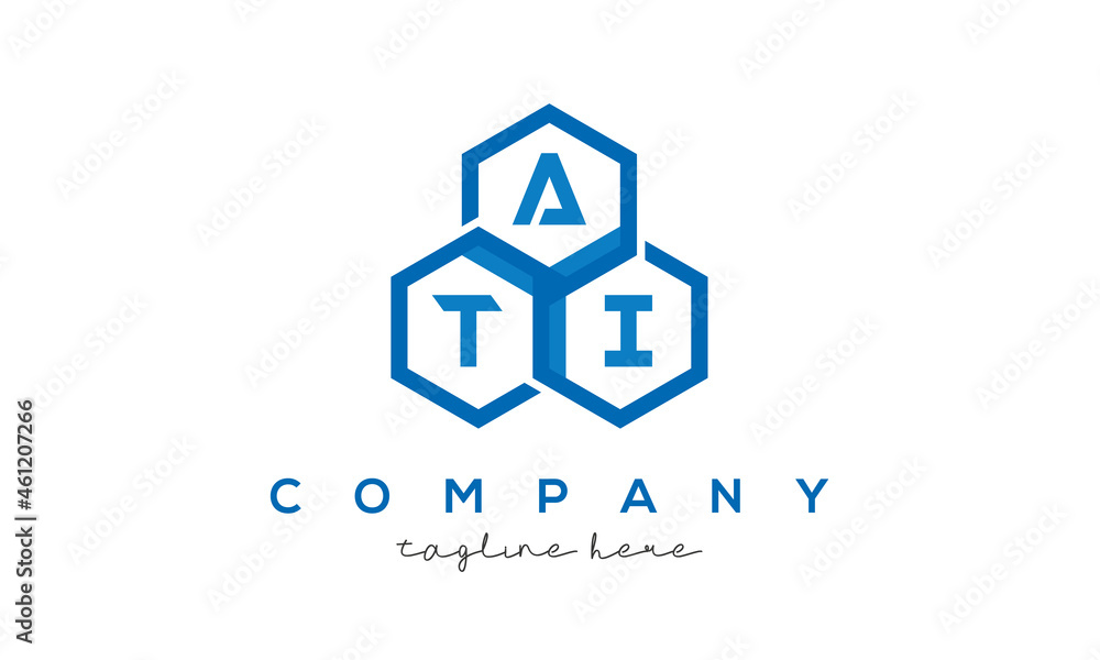 ATI three letters creative polygon hexagon logo ATI three letters creative polygon hexagon logo