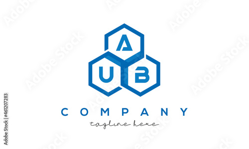 AUB three letters creative polygon hexagon logo