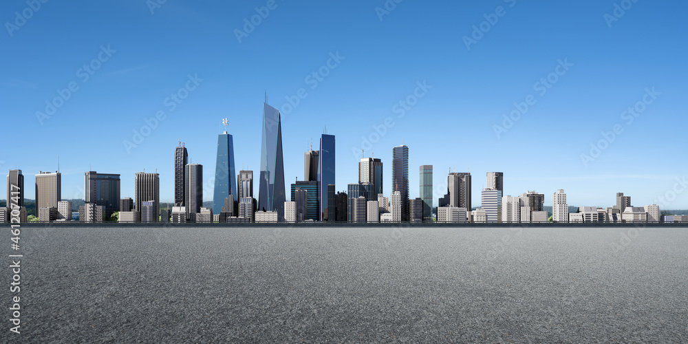 Obraz premium Cityscape with empty floor