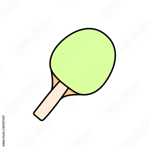 Ping pong racket. Sport equipment sketch. Hand drawn doodle icon. Vector color freehand fitness illustration