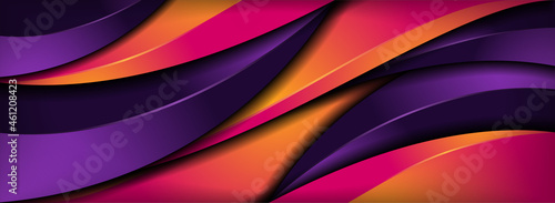 Modern Realistic Orange and Purple with Abstract Various Dynamic Shape Background Design. Modern 3d Design Illustration. Usable for Background, Wallpaper, Banner, Poster, Brochure, Card, Presentation. © Rtn_Studio