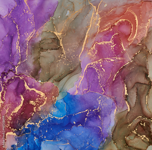Fluid Art . Abstract colorful background, wallpaper. Mixing acrylic paints. Modern art. Marble texture. Alcohol ink colors translucent