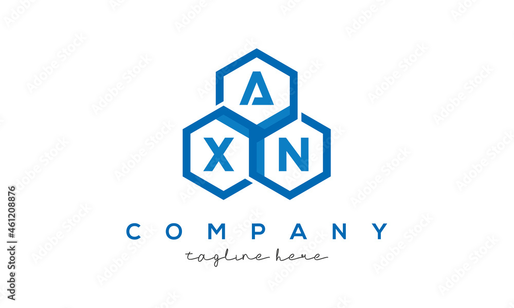 AXN three letters creative polygon hexagon logo AXN three letters creative polygon hexagon logo