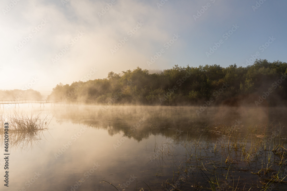 Fototapeta premium Beautiful river in misty morning.