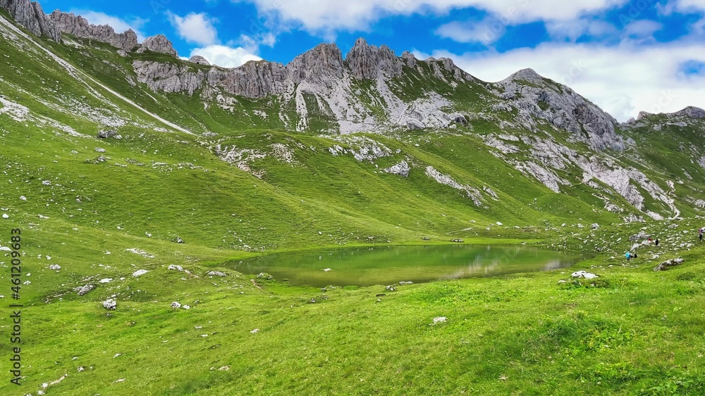 Panoramic view of Laghi D'Olbe - Italian Alps in summer season