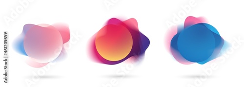 Set of abstract modern graphic elements. Dynamical colored forms and line. Gradient abstract banners with flowing liquid shapes. Template for the design of a logo, flyer or presentation. Vector.