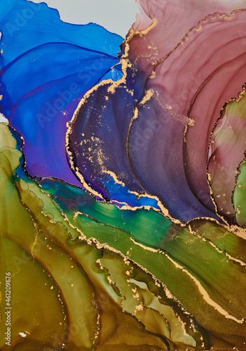Fluid Art . Abstract colorful background, wallpaper. Mixing acrylic paints. Modern art. Marble texture. Alcohol ink colors translucent