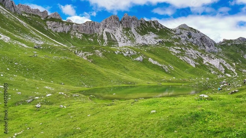 Panoramic view of Laghi D'Olbe - Italian Alps in summer season