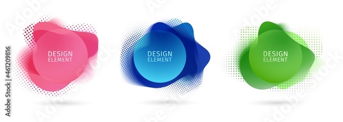 Set of abstract modern graphic elements. Dynamical colored forms and line. Gradient abstract banners with flowing liquid shapes. Template for the design of a logo, flyer or presentation. Vector.