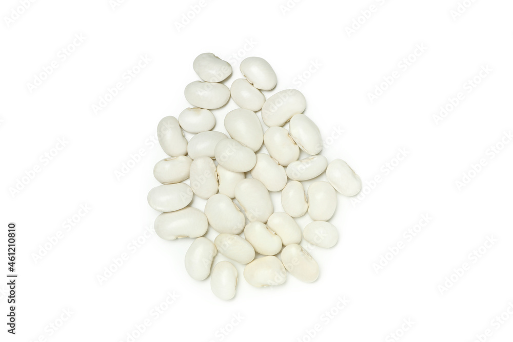 Handful of white beans isolated on white background