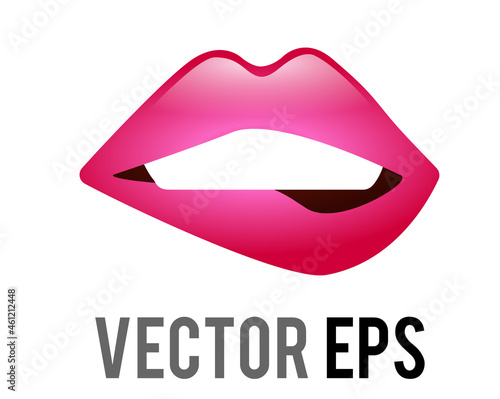 Vector gradient human mouth icon with biting lip lips and teeth