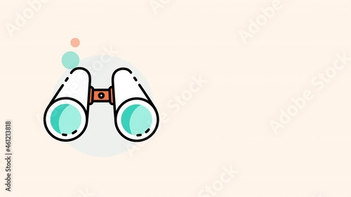 4k video of cartoon classic binoculars with clear lenses.