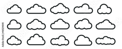 Cloud line vector icon. Set of cloud line isolated signs or icon. Abstract shape. Linear graphic. Cloud outline set.